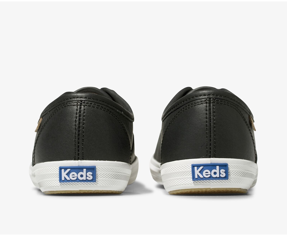 Keds Womens Sneakers Black - Champion Luxe Leather - 596SIUCGV